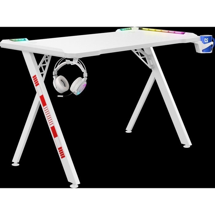 Стол игровой Defender Infinity, 120х75х60 см, нагрузка до 110 кг, подсветка, белый