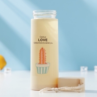 Бутылка для воды стеклянная &laquo;Кактус&raquo;, 420 мл, h=19,5 см, цвет и рисунок МИКС