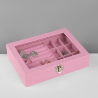 Подставка для украшений «Шкатулка», 7 полос, 9 ячеек, 20,5×15×5 см, цвет розовый Подставка для украшений «Шкатулка», 7 полос, 9 ячеек, 20,5×15×5 см, цвет розовый