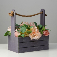 Кашпо деревянное 25.5×15×30 см "Прованс", ручка канат, серый графит Кашпо деревянное 25.5×15×30 см "Прованс", ручка канат, серый графит