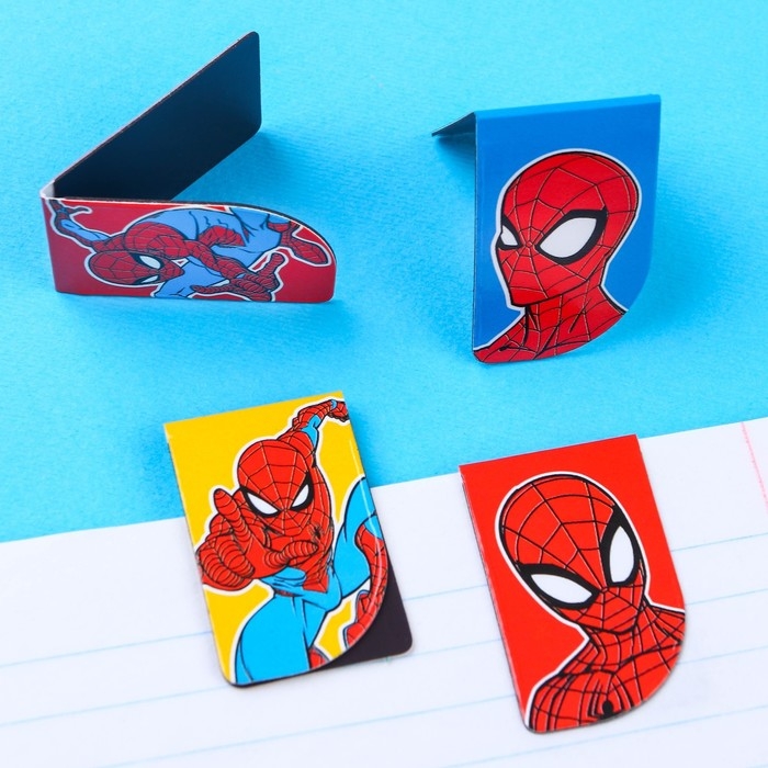 Открытка с магнитными закладками Открытка с магнитными закладками "Настоящему герою!", Человек-паук, 4 шт.