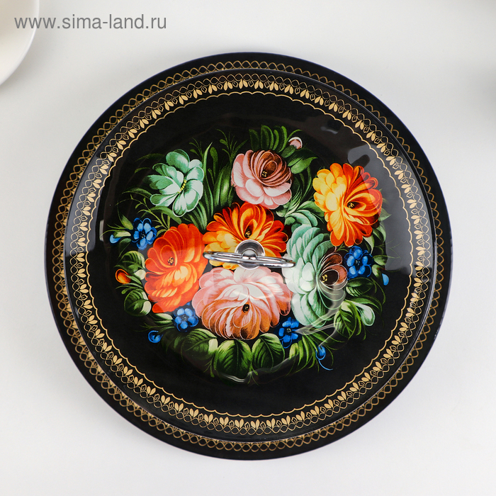 Этажёрка - фруктовница круглая Доляна «Народные мотивы», 2 яруса, d=25/20 см, стекло, цвет чёрный Этажёрка - фруктовница круглая Доляна «Народные мотивы», 2 яруса, d=25/20 см, стекло, цвет чёрный