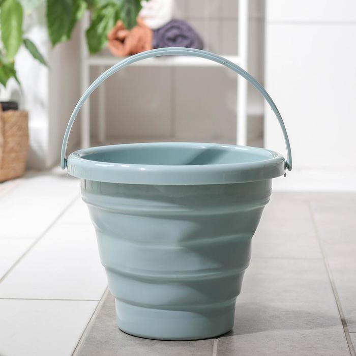 Ведро складное, 5 л, 26&times;26&times;20 см, цвет серый