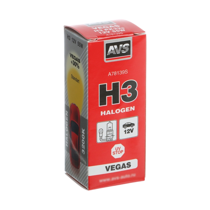 Лампа автомобильная AVS Vegas, H3, 12 В, 55 Вт Лампа автомобильная AVS Vegas, H3, 12 В, 55 Вт