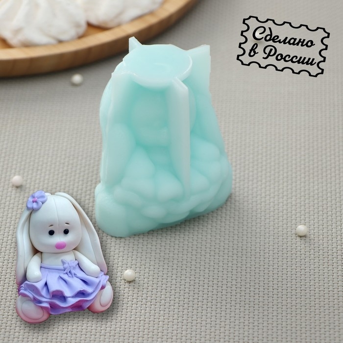 Силиконовый молд &laquo;Зайка в платье&raquo;, 5,5&times;4,8&times;6,7 см, цвет бирюзовый