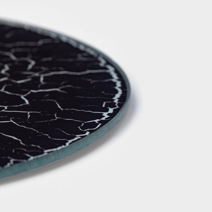 Доска разделочная стеклянная Доляна «Разлом», d=20 см, цвет чёрный Доска разделочная стеклянная Доляна «Разлом», d=20 см, цвет чёрный