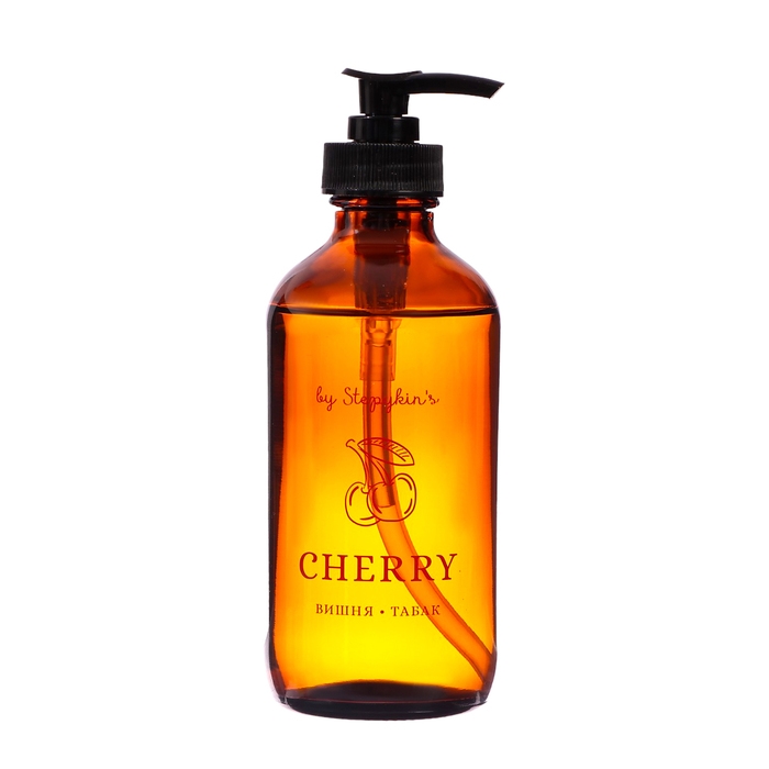 Крем-мыло жидкое в стеклянном флаконе by Stepykinʾs вишня, 230 мл Крем-мыло жидкое в стеклянном флаконе by Stepykinʾs вишня, 230 мл