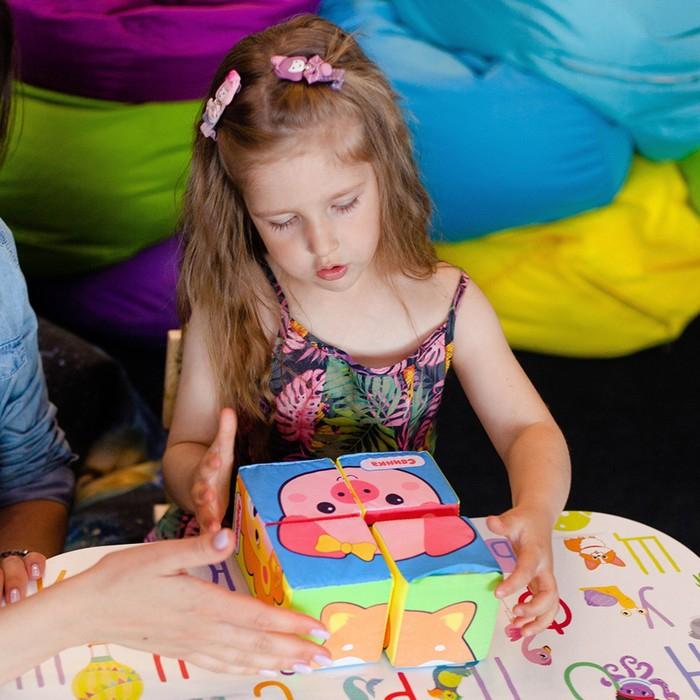 Мягкие кубики &laquo;Зверята&raquo;, 4 шт, 8 х 8 см, по методике Монтессори