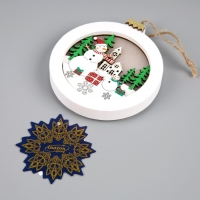 Ёлочная игрушка «Снеговики в лесу», от батареек, свечение тёплое белое Ёлочная игрушка «Снеговики в лесу», от батареек, свечение тёплое белое