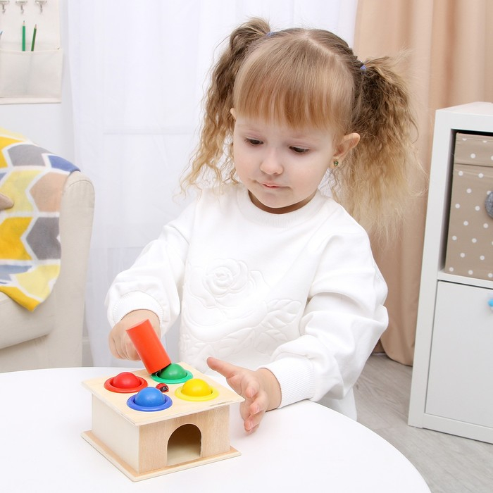 Стучалка квадратная Стучалка квадратная "Божья коровка" 4 шарика: 3 см, молоточек