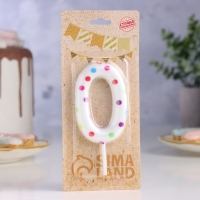 Свеча в торт на день рождения &laquo;Конфетти&raquo;, цифра "0" , ГИГАНТ, 9 см