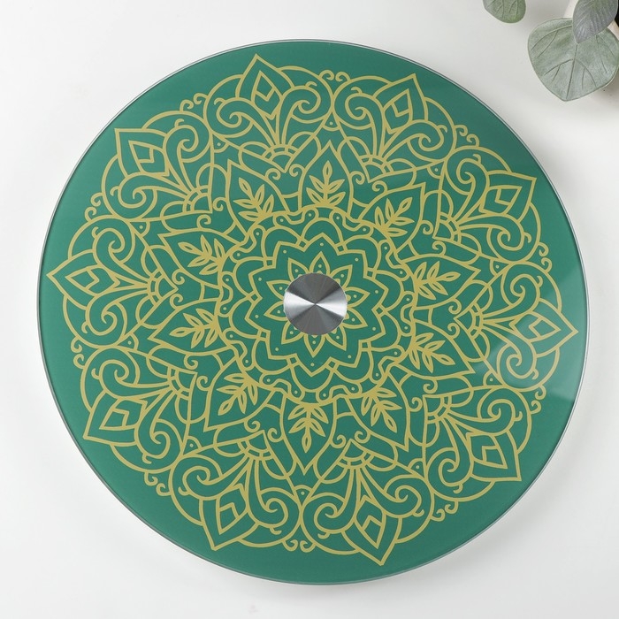 Подставка стеклянная для торта вращающаяся Magistro «Восток», d=32 см, цвет зеленый Подставка стеклянная для торта вращающаяся Magistro «Восток», d=32 см, цвет зеленый