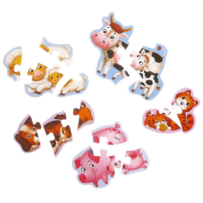 Макси- пазлы &laquo;Кто чей малыш&raquo;, 5 пазлов, 20 деталей