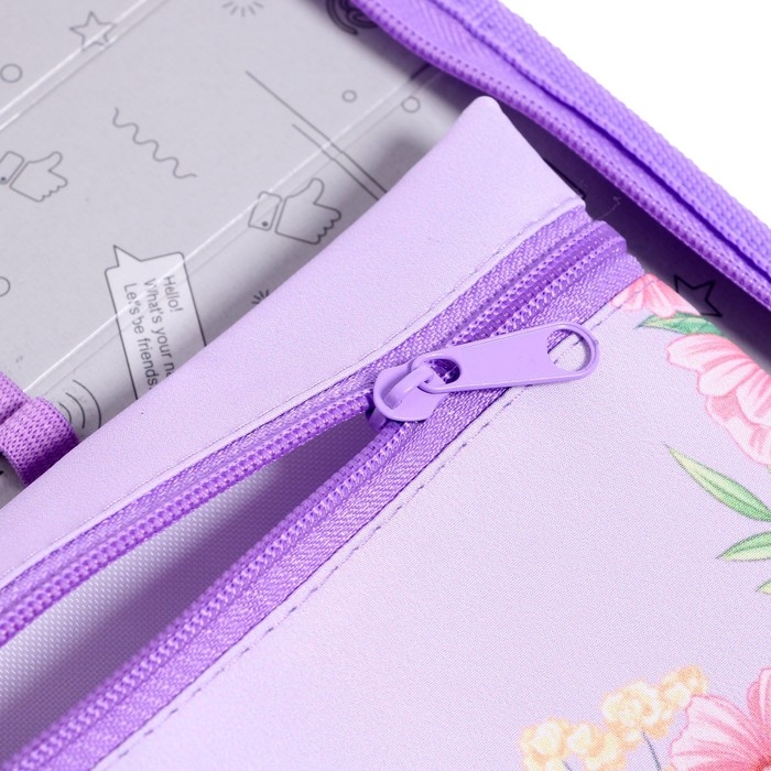 Пенал 1 секция 140 х 210 х 40 мм, откидной карман и косметичка, тканевый, Calligrata TOP Content Пенал 1 секция 140 х 210 х 40 мм, откидной карман и косметичка, тканевый, Calligrata TOP Content "Котик в цветах"