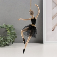 Сувенир полистоун подвеска "Балерина в черном платье - балетное па" 9х4х21,5 см