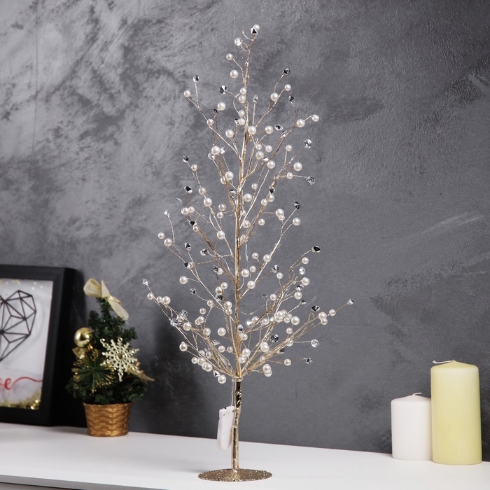 Светодиодный куст &laquo;Бусины&raquo; 55 &times; 30 &times; 3 см, 20 LED, постоянное свечение, от батареек CR2032х2 (в комплекте), свечение тёплое белое