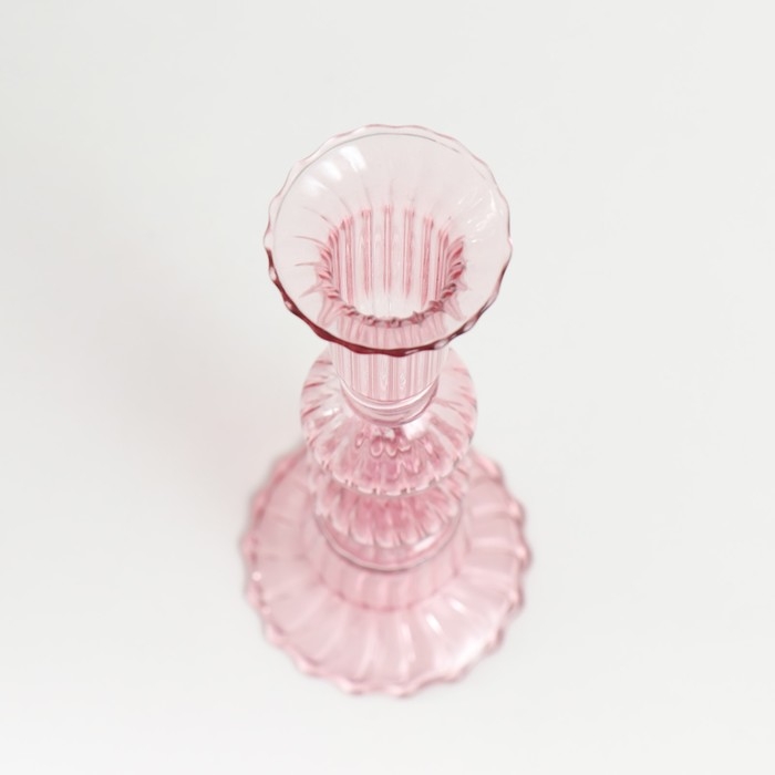 Подсвечник стекло на 1 свечу "Эстетика - два шара" прозрачный розовый 25х8,5х8,5 см