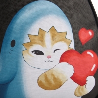 Рюкзак детский для девочки &laquo;Кот в костюме акулы&raquo;, 23х20,5 см, на молнии, цвет чёрный