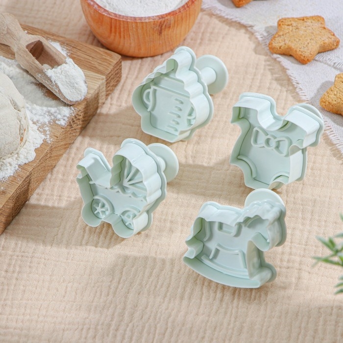 Набор плунжеров кондитерских Доляна «Малышок», 4 шт, 5×5 см, цвет МИКС Набор плунжеров кондитерских Доляна «Малышок», 4 шт, 5×5 см, цвет МИКС