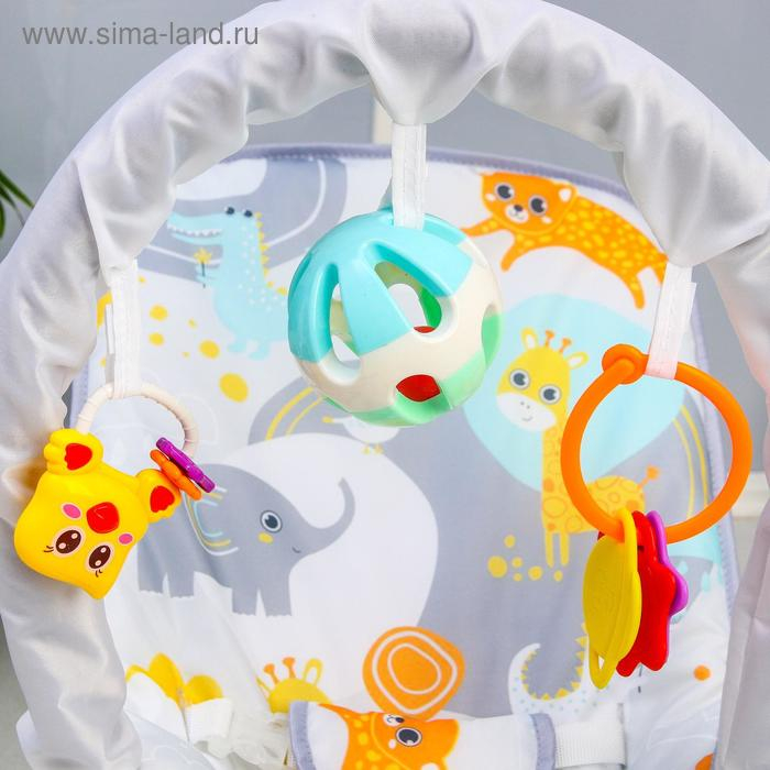 Шезлонг - качалка для новорождённых &laquo;Веселые зверята&raquo;, игровая дуга, игрушки МИКС