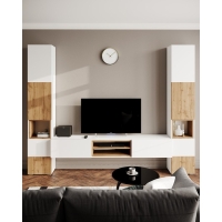 Тумба подвесная Милана, 2000х300х370, Белый/Дуб вотан Тумба подвесная Милана, 2000х300х370, Белый/Дуб вотан