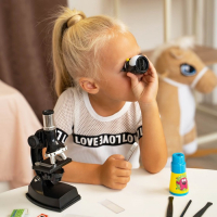 Набор для изучения микромира &laquo;Микроскоп + калейдоскоп&raquo;, 14 предметов, световые эффекты, работает от батареек