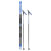 Комплект лыжный: пластиковые лыжи 190 см без насечек, стеклопластиковые палки 150 см, крепления NNN, цвета МИКС Комплект лыжный: пластиковые лыжи 190 см без насечек, стеклопластиковые палки 150 см, крепления NNN, цвета МИКС