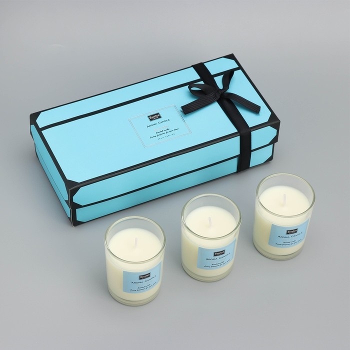 Набор свечей ароматических Набор свечей ароматических "Aroma Candle", морская вода, 3 шт