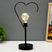 Ночник настольный "Сердце" LED от батареек 3хААА черный 11х16,5х36,4 см RISALUX Ночник настольный "Сердце" LED от батареек 3хААА черный 11х16,5х36,4 см RISALUX
