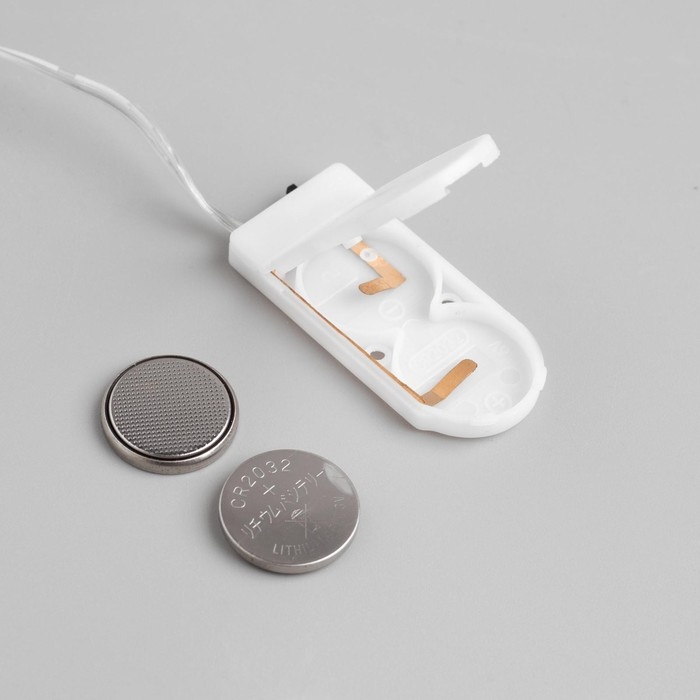 Гирлянда &laquo;Нить&raquo; 2 м роса, IP20, серебристая нить, 20 LED, батарейки CR2032х2 (в комплекте), свечение синее