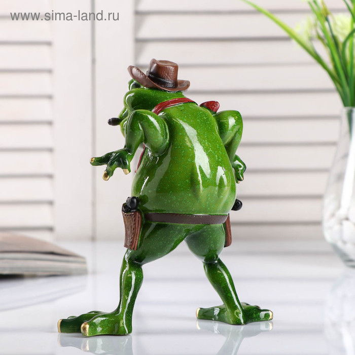 Сувенир полистоун лак "Лягуха-ковбой" 18х14,5х9 см