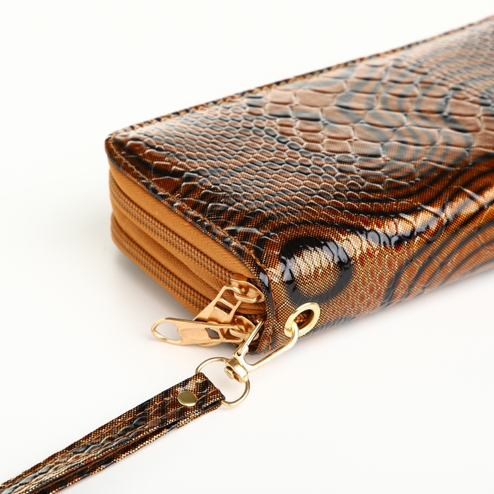 Кошелёк женский на молниях, цвет коричневый Кошелёк женский на молниях, цвет коричневый