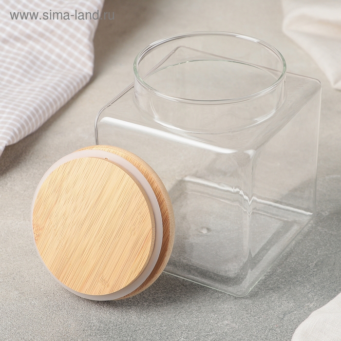 Банка стеклянная для сыпучих продуктов с бамбуковой крышкой Magistro «Эко», 1,3 л, 11×14 см Банка стеклянная для сыпучих продуктов с бамбуковой крышкой Magistro «Эко», 1,3 л, 11×14 см