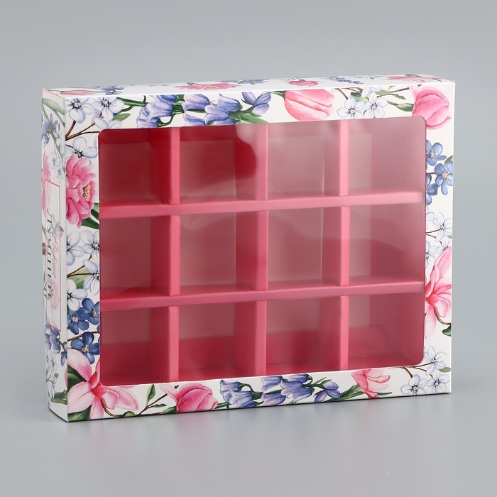 Коробка складная для 12 конфет Коробка складная для 12 конфет "Самой лучшей", 19 х 15 х 3,6 см. Кондитерская упаковка