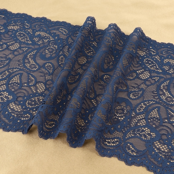 Кружевная эластичная ткань, 240 мм &times; 2,7 &plusmn; 0,5 м, цвет синий