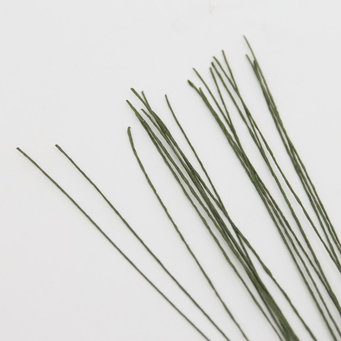 Флористическая проволока в бумажной оплётке Флористическая проволока в бумажной оплётке "Зелёная", длина 36 см, 0,3 мм, набор 20 шт