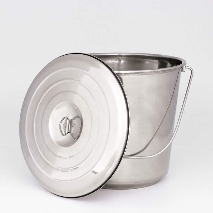 Ведро с крышкой, 19 л, мерная шкала, нержавеющая сталь Ведро с крышкой, 19 л, мерная шкала, нержавеющая сталь