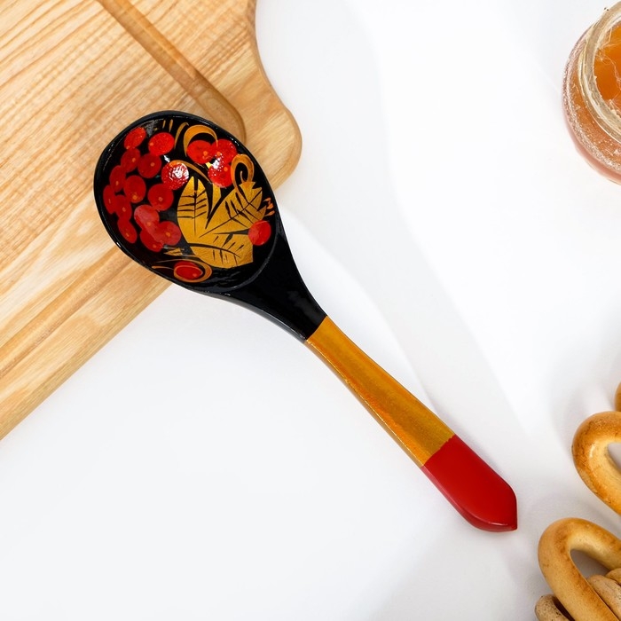 Ложка «Ягодка», салатная, 6×21, хохлома Ложка «Ягодка», салатная, 6×21, хохлома