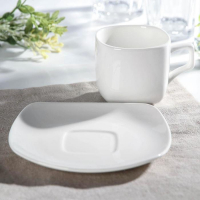 Чайная пара фарфоровая Wilmax Ilona, 2 предмета: чашка 200 мл, блюдце d=14,5 см, цвет белый