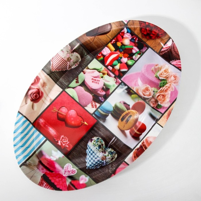 Поднос овальный Доляна &laquo;Макаруны&raquo;, 37&times;24&times;3 см, цвет МИКС