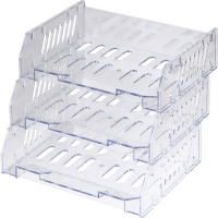 Набор лотков для бумаг горизонтальных с широкой загрузкой, "Сити", 3 шт., на металлических стержнях, прозрачный Набор лотков для бумаг горизонтальных с широкой загрузкой, "Сити", 3 шт., на металлических стержнях, прозрачный