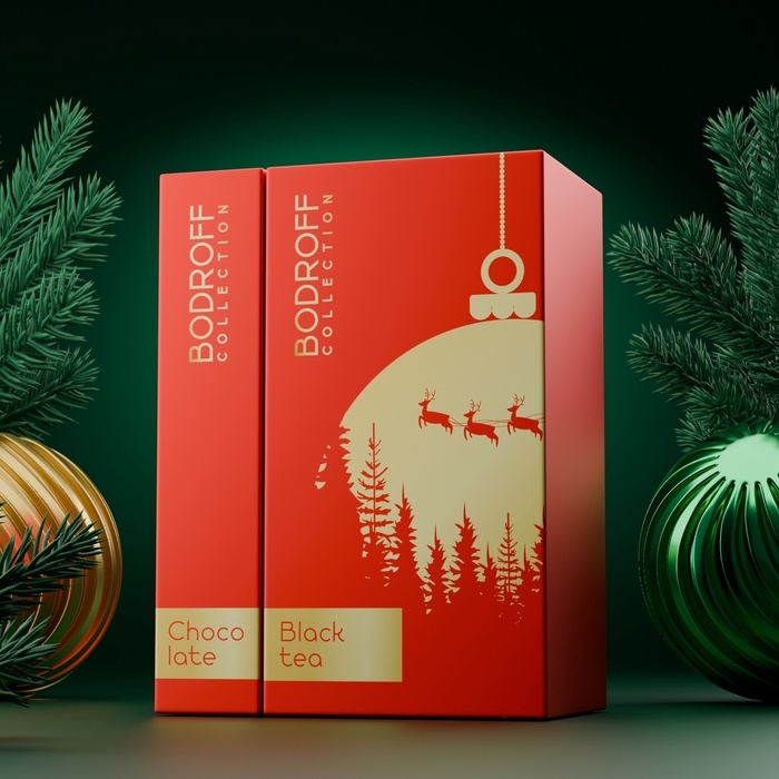 Новогодний подарочный премиум набор Новогодний подарочный премиум набор "Happy New Year", (чай 100 г + шоколад 100 г)