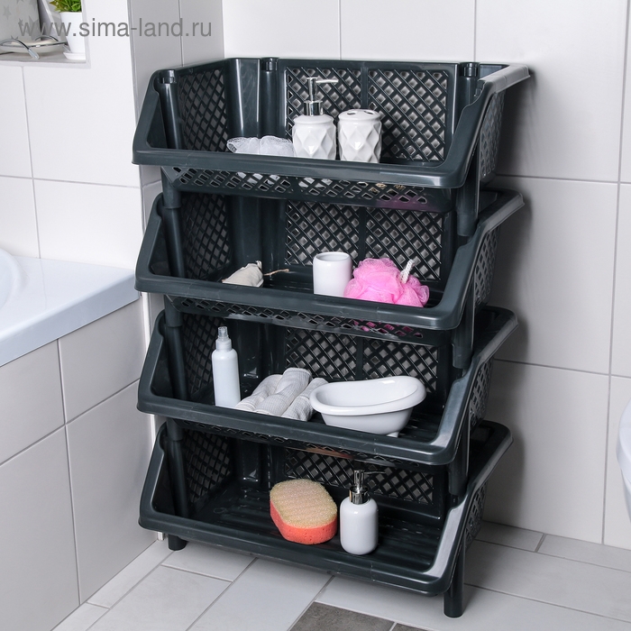 Этажерка напольная для хранения 4-х секционная &laquo;Эконом&raquo;, цвет МИКС