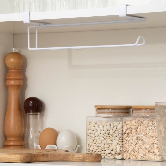 Держатель для полотенец навесной Доляна, 27×7,5×9,5 см, белый Держатель для полотенец навесной Доляна, 27×7,5×9,5 см, белый