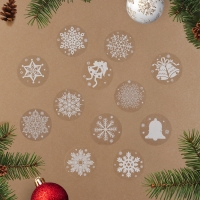 Набор наклеек "Новогодний" снежинки и колокольчики, 29,2 х 38,1 см Набор наклеек "Новогодний" снежинки и колокольчики, 29,2 х 38,1 см