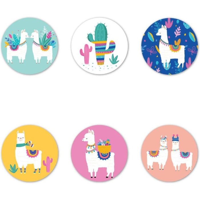 Наклейка бумага Наклейка бумага "Альпаки" d=2,5 см 500 шт в рулоне 3х6,5х6,5 см