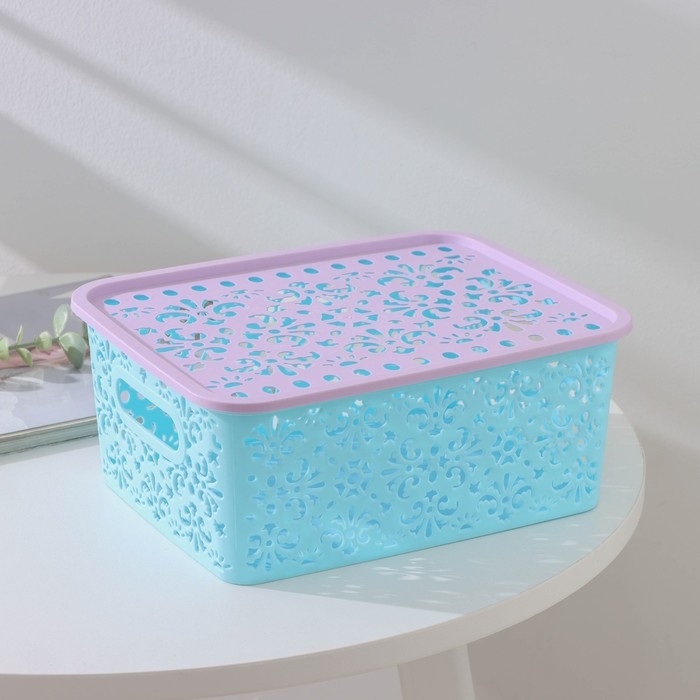Контейнер для хранения с крышкой &laquo;Узор&raquo;, пластик, 25&times;19&times;10 см, цвет МИКС