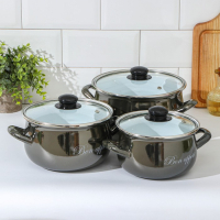 Набор кастрюль &laquo;Металлик&raquo;, 3 предмета: 2,1 л, 3,1 л, 4 л, индукция, цвет чёрный