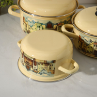 Набор эмалированных кастрюль &laquo;Старый город&raquo;, 3 предмета: 1,5 л, 2 л, 3 л, индукция