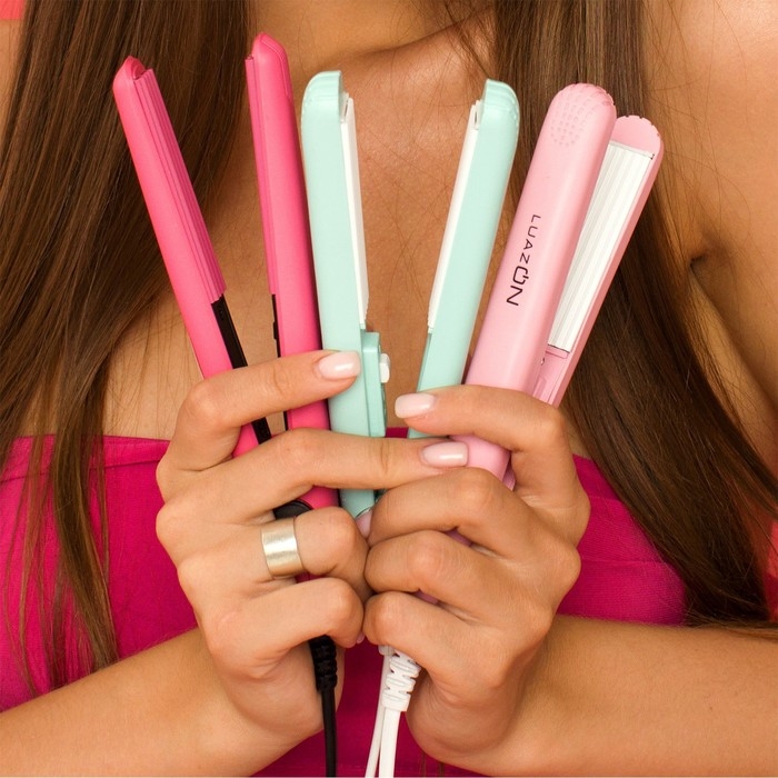 Щипцы-гофре Luazon LW-26, мини, 25 Вт, керамическое покрытие, 65х15 мм, до 160 &deg;C, розовые